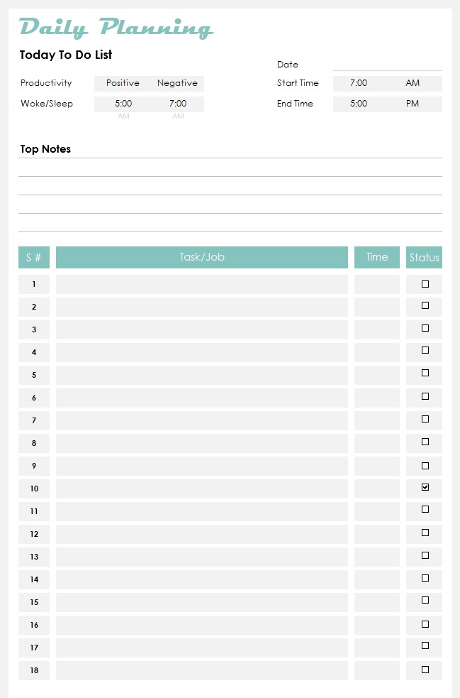Daily Tasks Planning & Scheduling Template