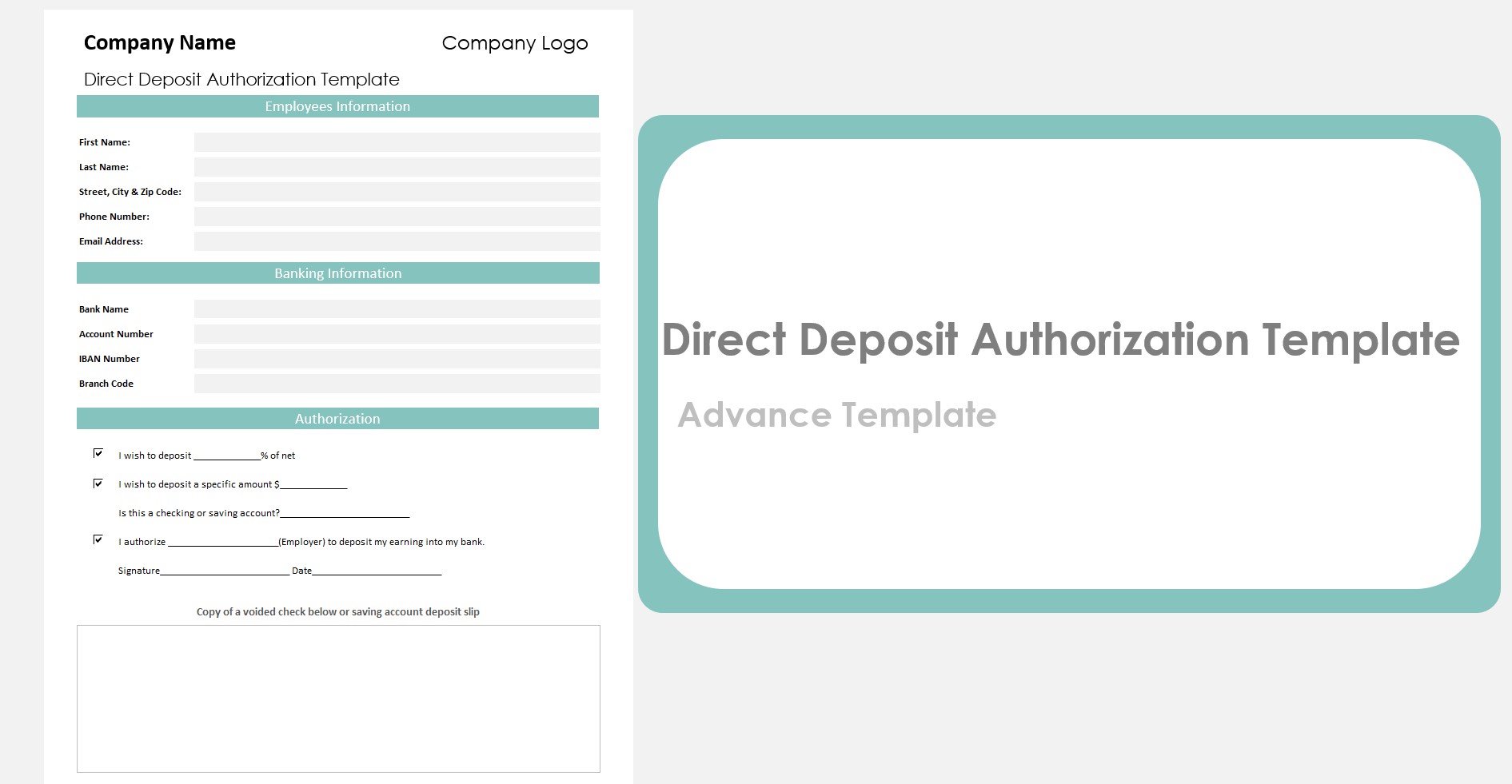 Direct Deposit Authorization Template