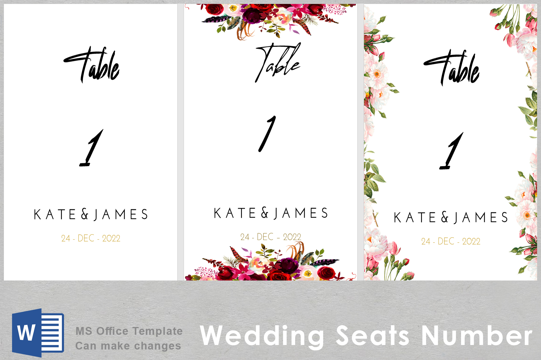 Wedding Seat Number Template