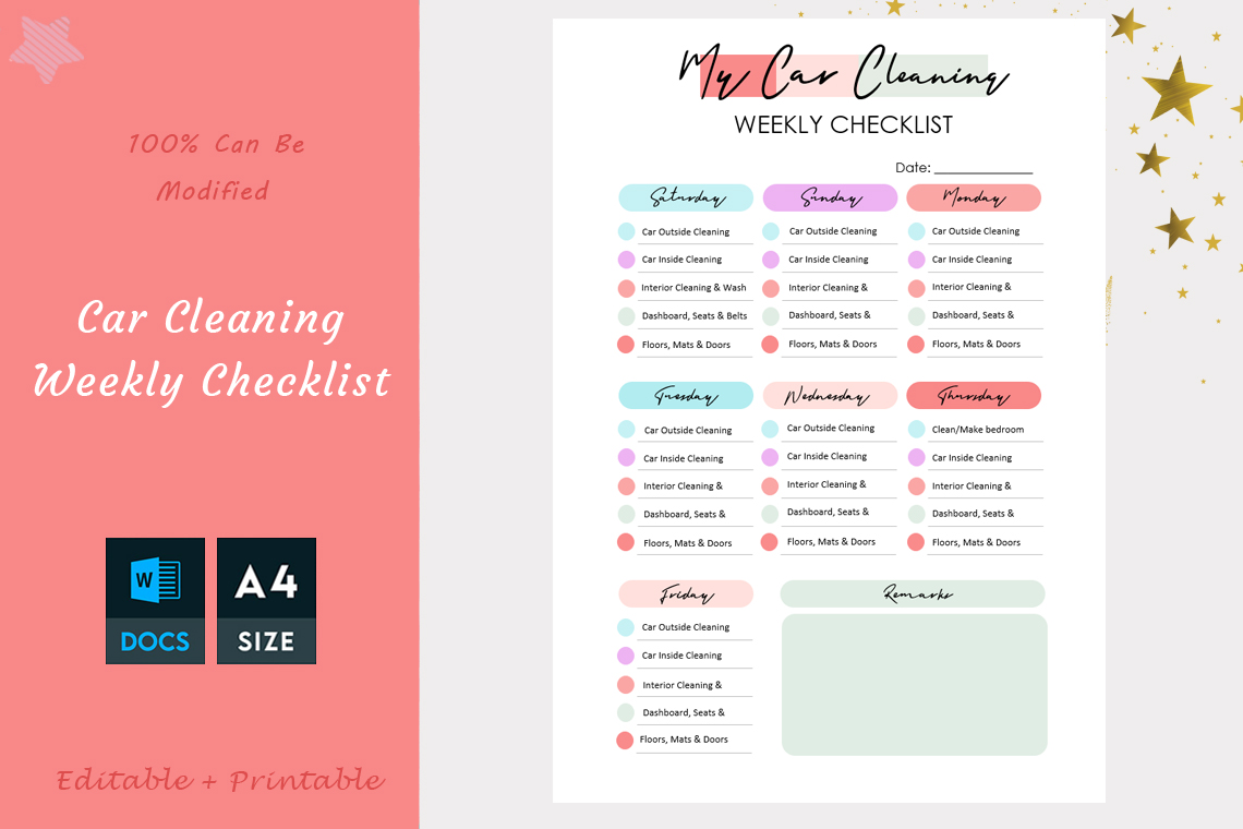 Car Cleaning Checklist Template – Daily, Weekly & Monthly