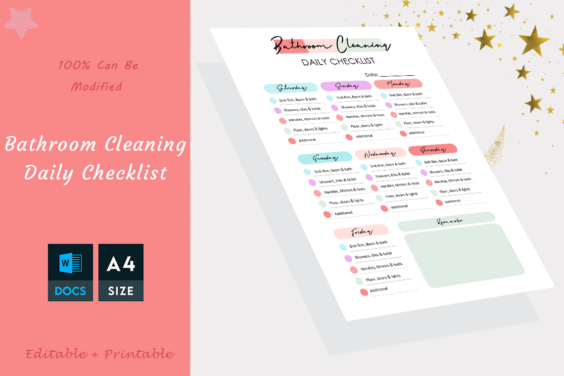 Bathroom Cleaning Checklist Template – Daily, Weekly & Monthly
