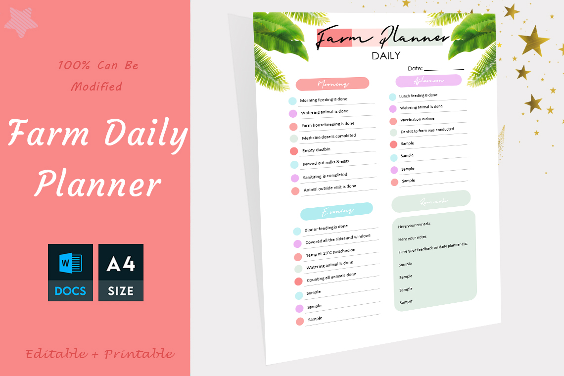 Farm Daily and weekly Planner Template