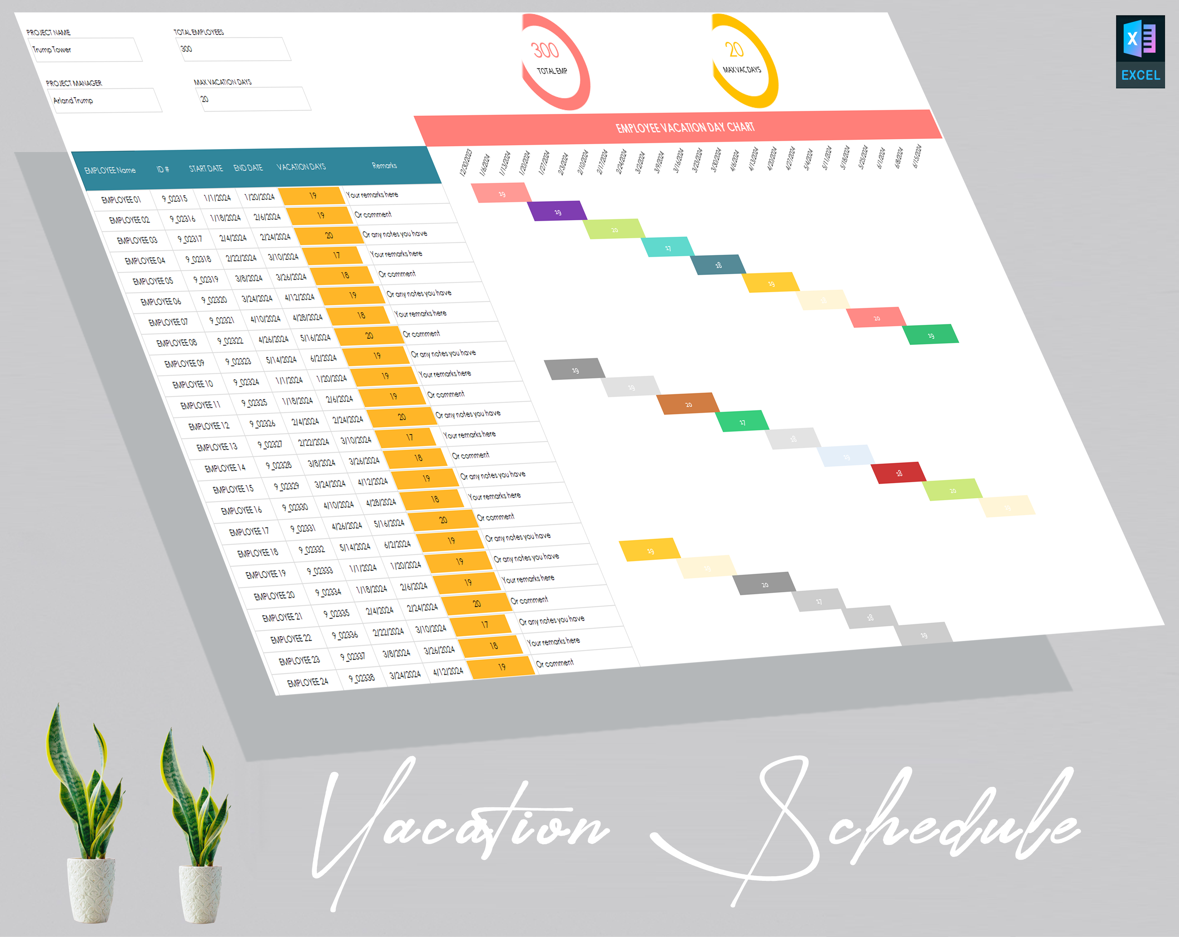 Employees Vacation Schedule Template