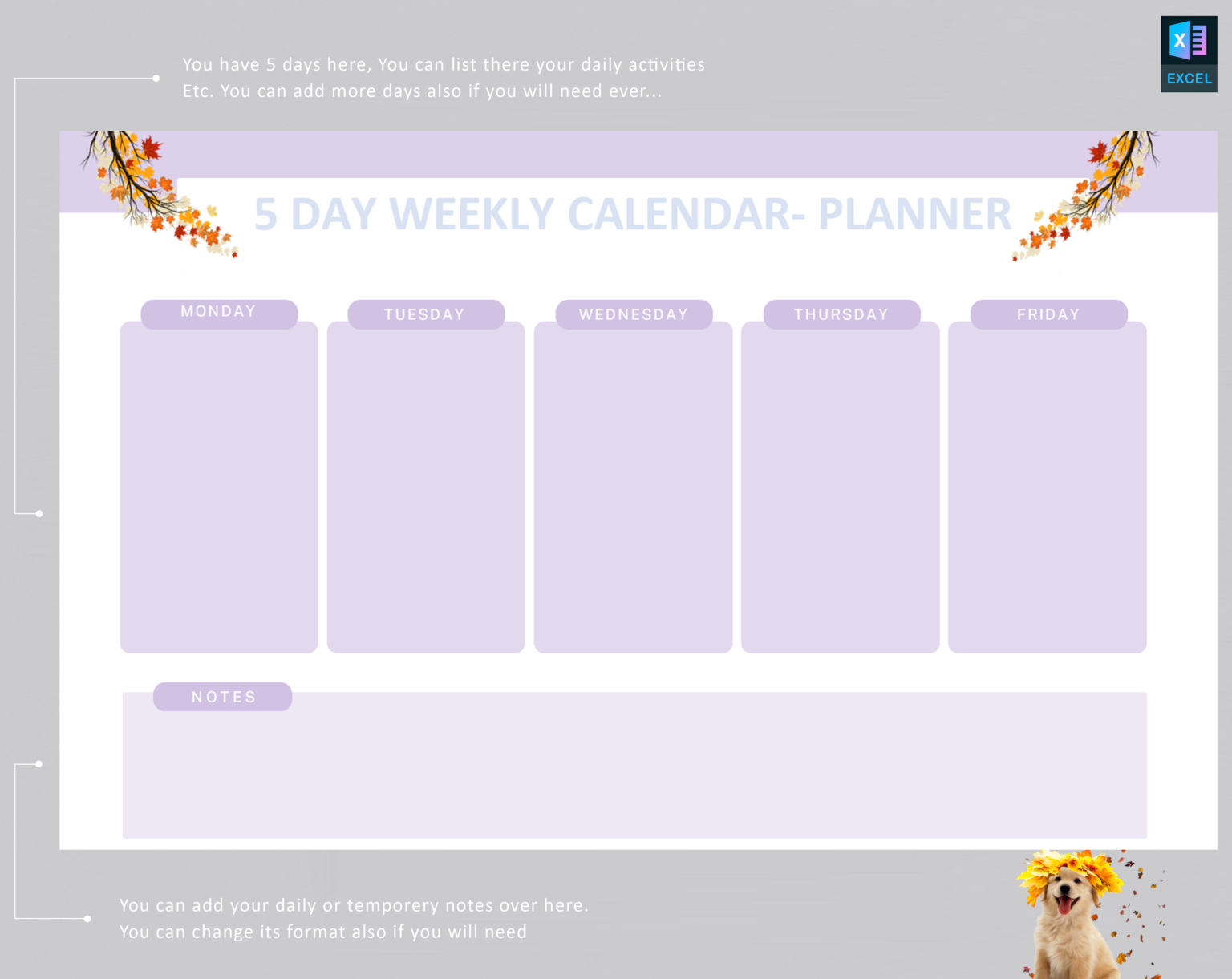 5 Day Weekly Calendar - Image 6