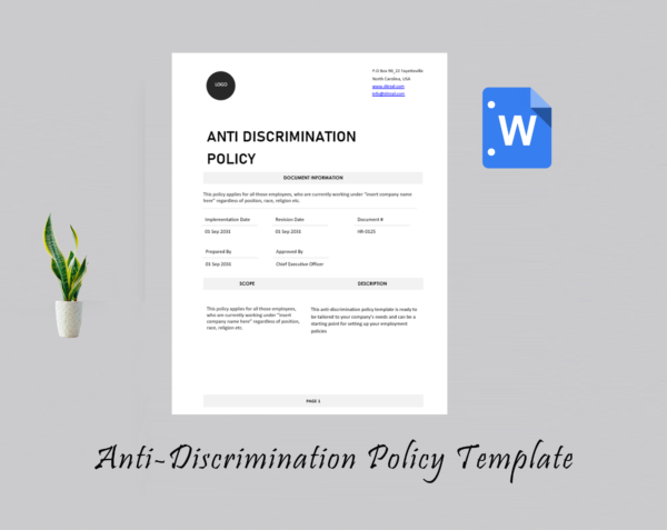 Anti-Discrimination Policy Template