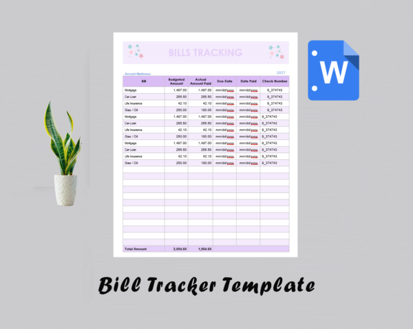 Bill Tracker Template