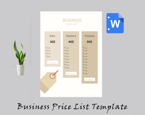 Business Price List Template