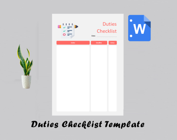 Duties Checklist Template