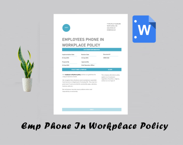 Employee Phone In Workplace Policy