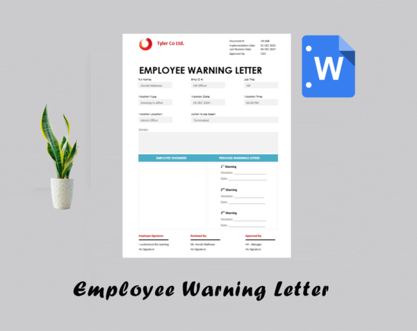 Employee Warning Letter Template - Employee disciplinary action template