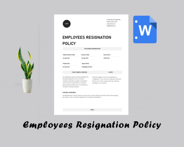 Employees Resignation Policy Template