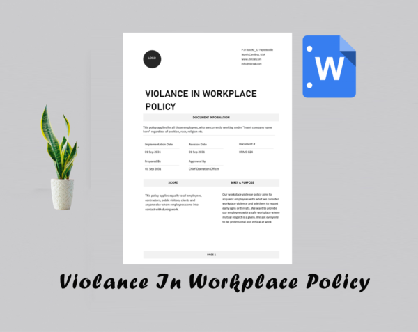 Violence In Workplace Policy Template