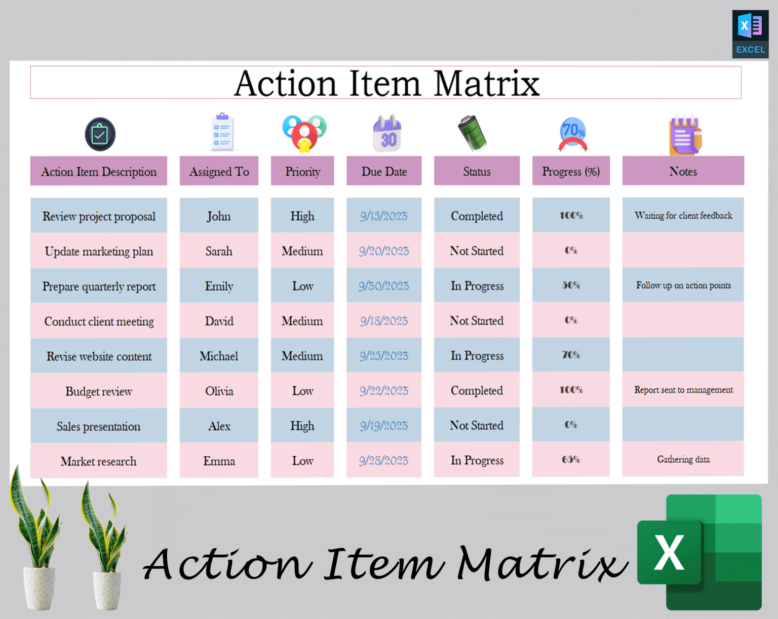Action Item Tracker | Easy Excel Template for Task Tracking