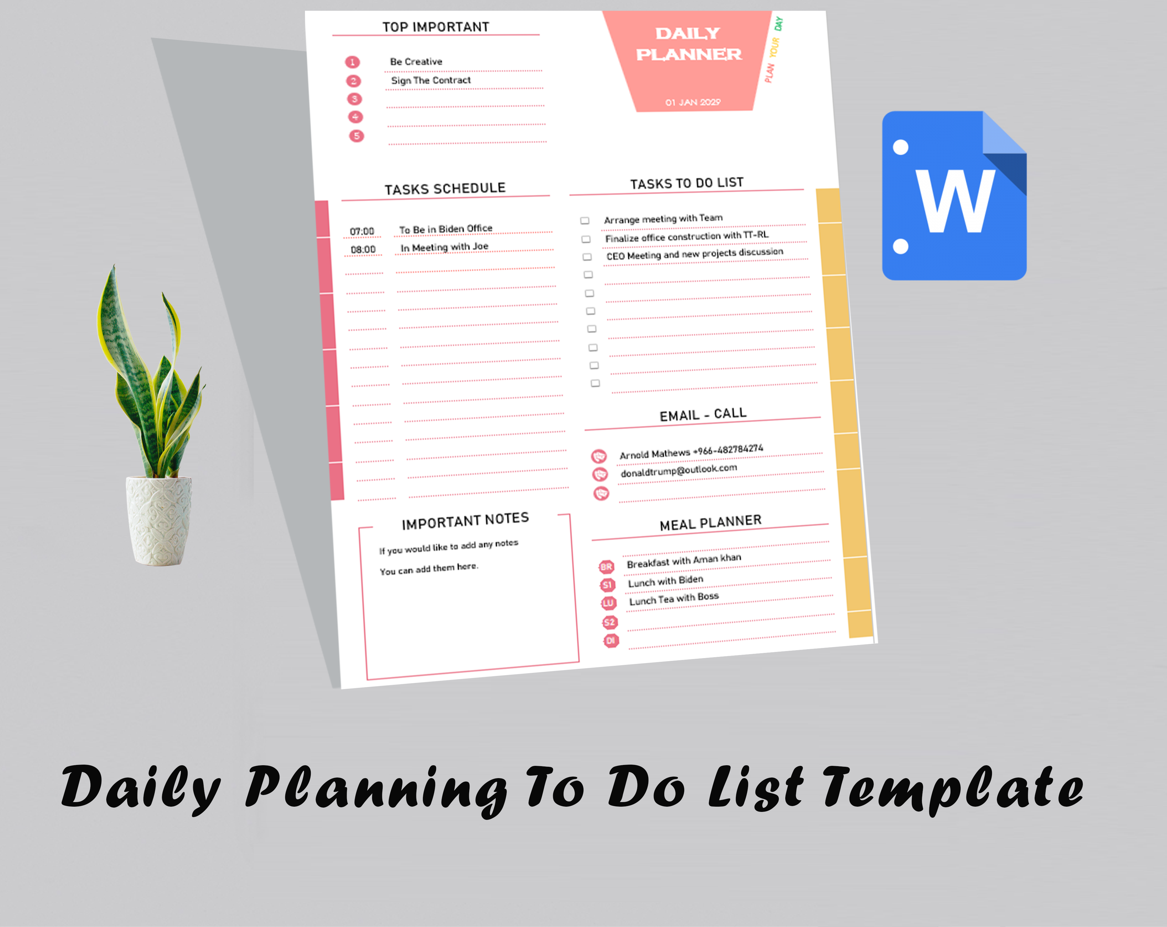 Daily Planning To Do List Template