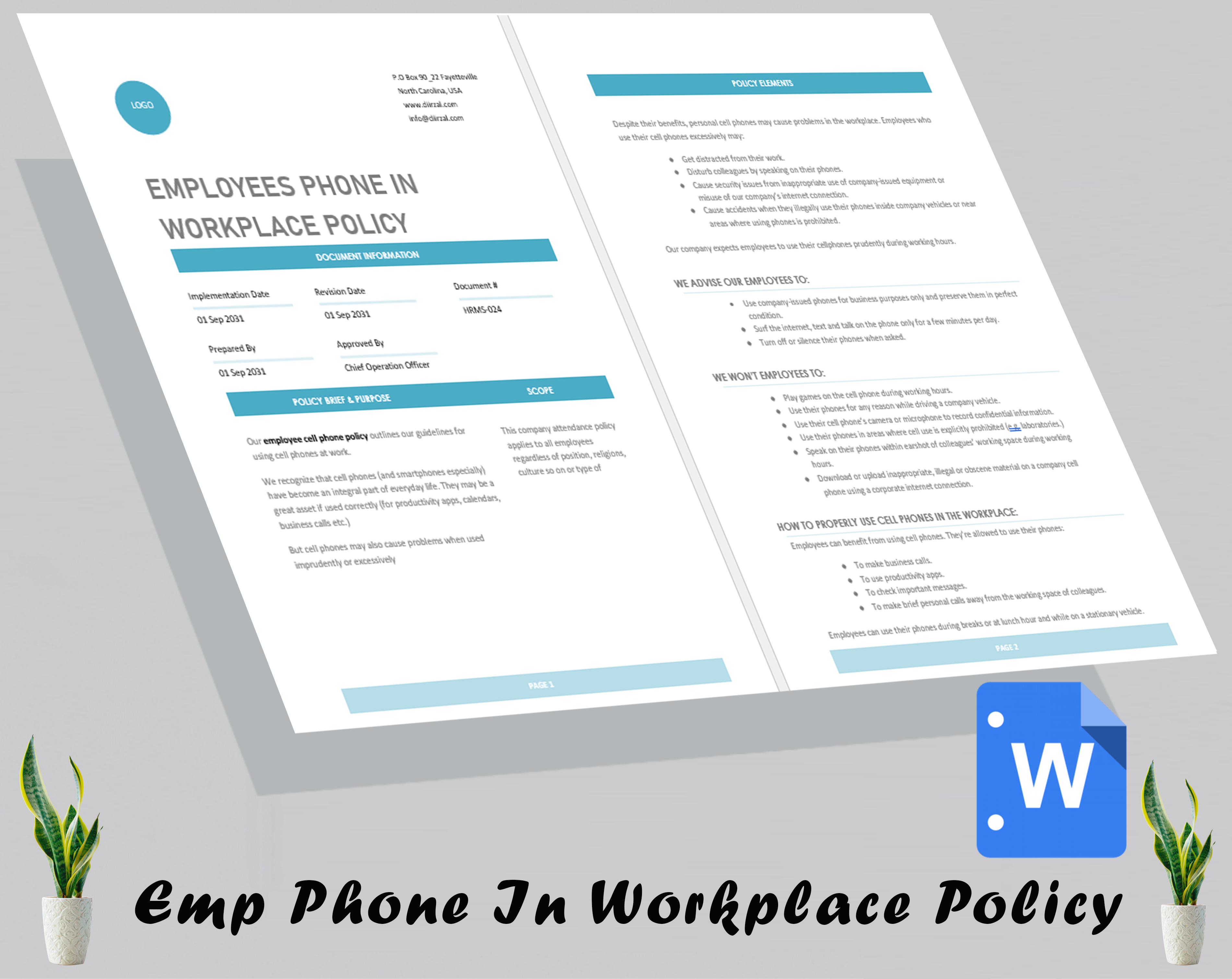 Employee Phone In Workplace Policy