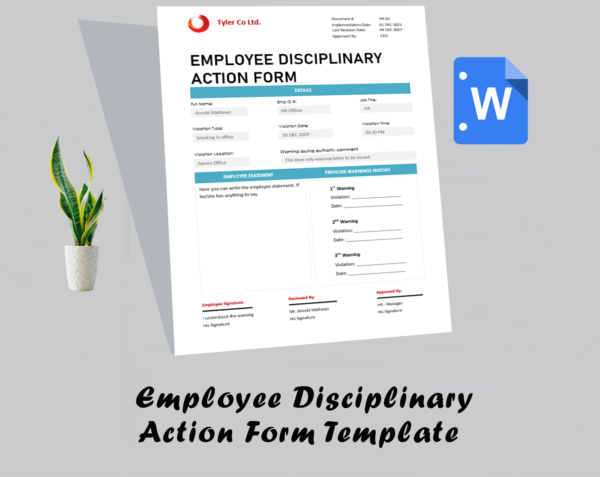 Employee Disciplinary Action Form Template - Image 2