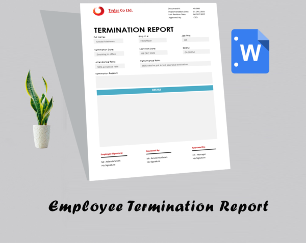 Employee Termination Report Template - Image 2