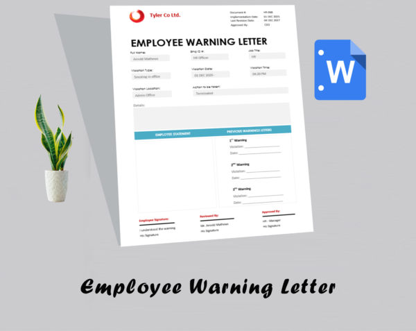 Employee Warning Letter Template - Employee disciplinary action template - Image 2