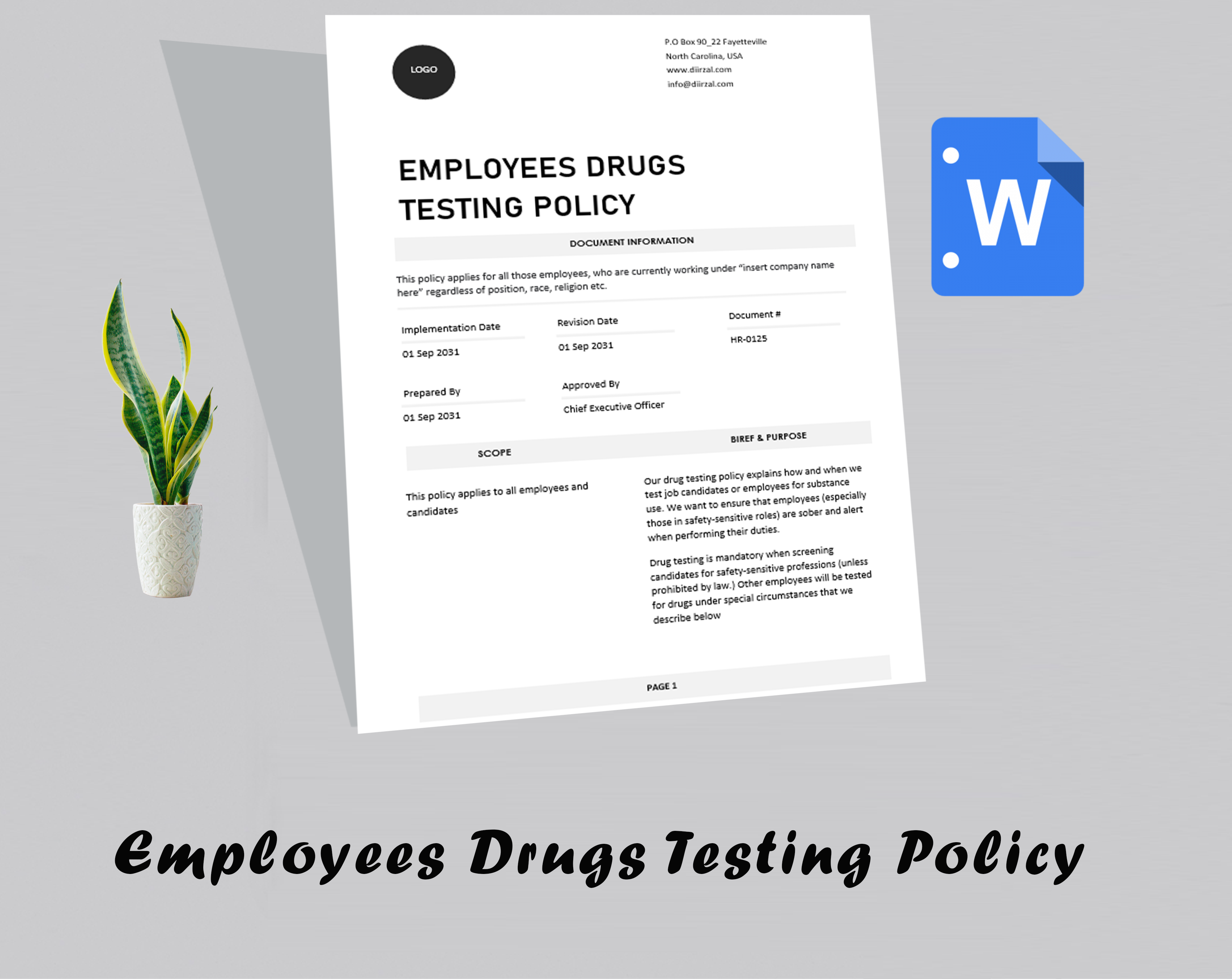 Employees Drugs Testing Policy Template