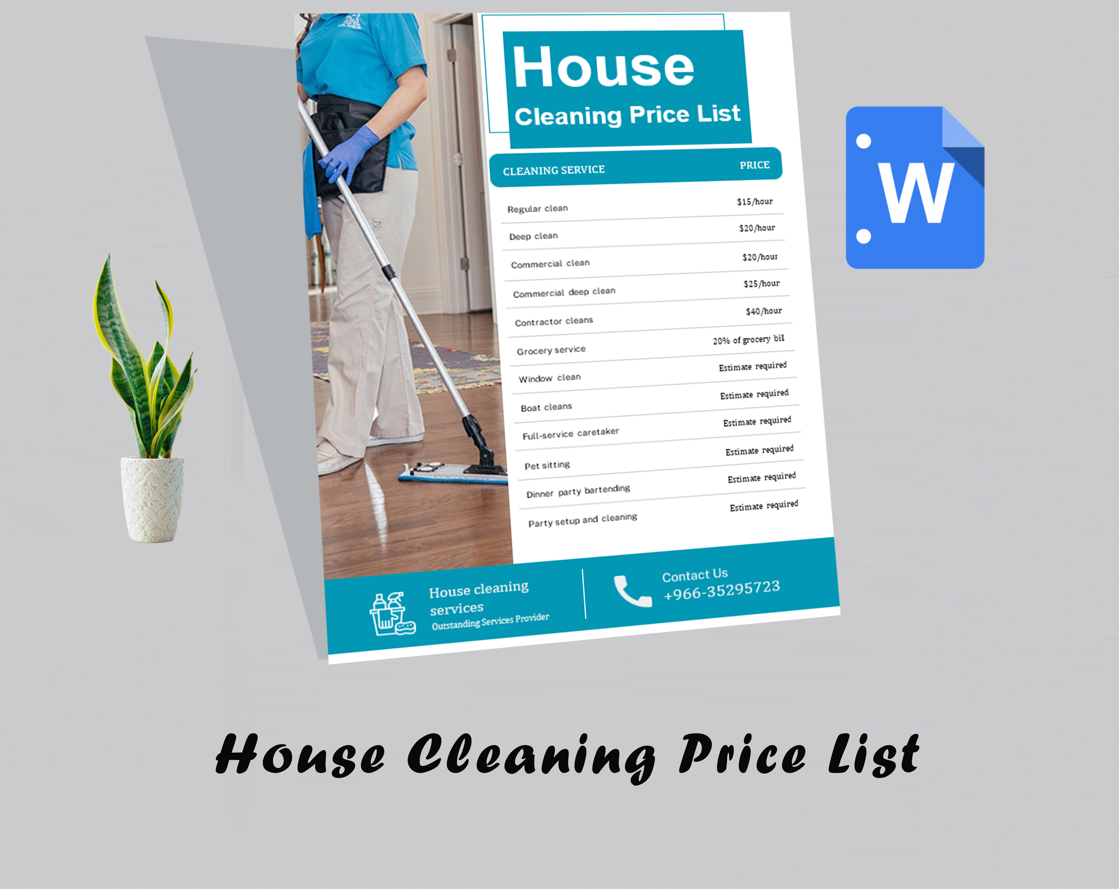 House Cleaning Price List Template