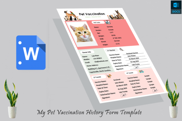 My Pet Vaccination History Form Template - Image 2