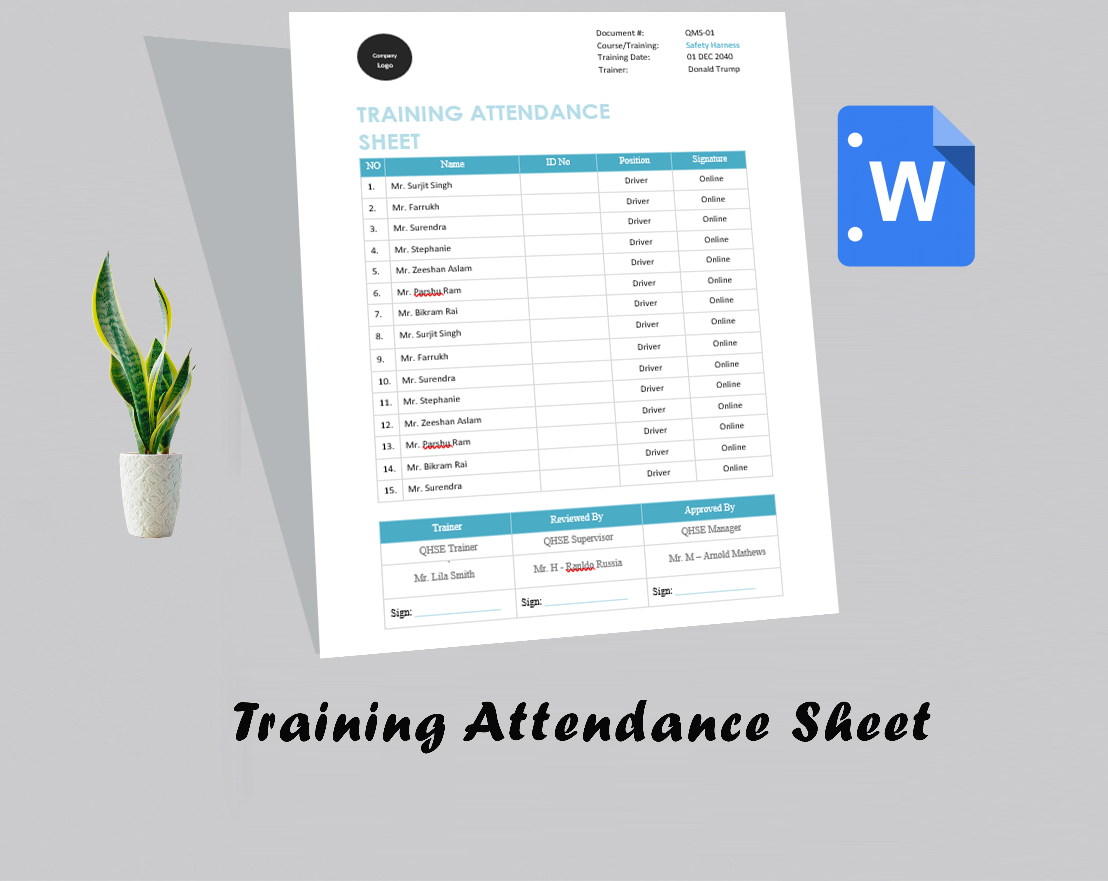 Training Attendance Sheet