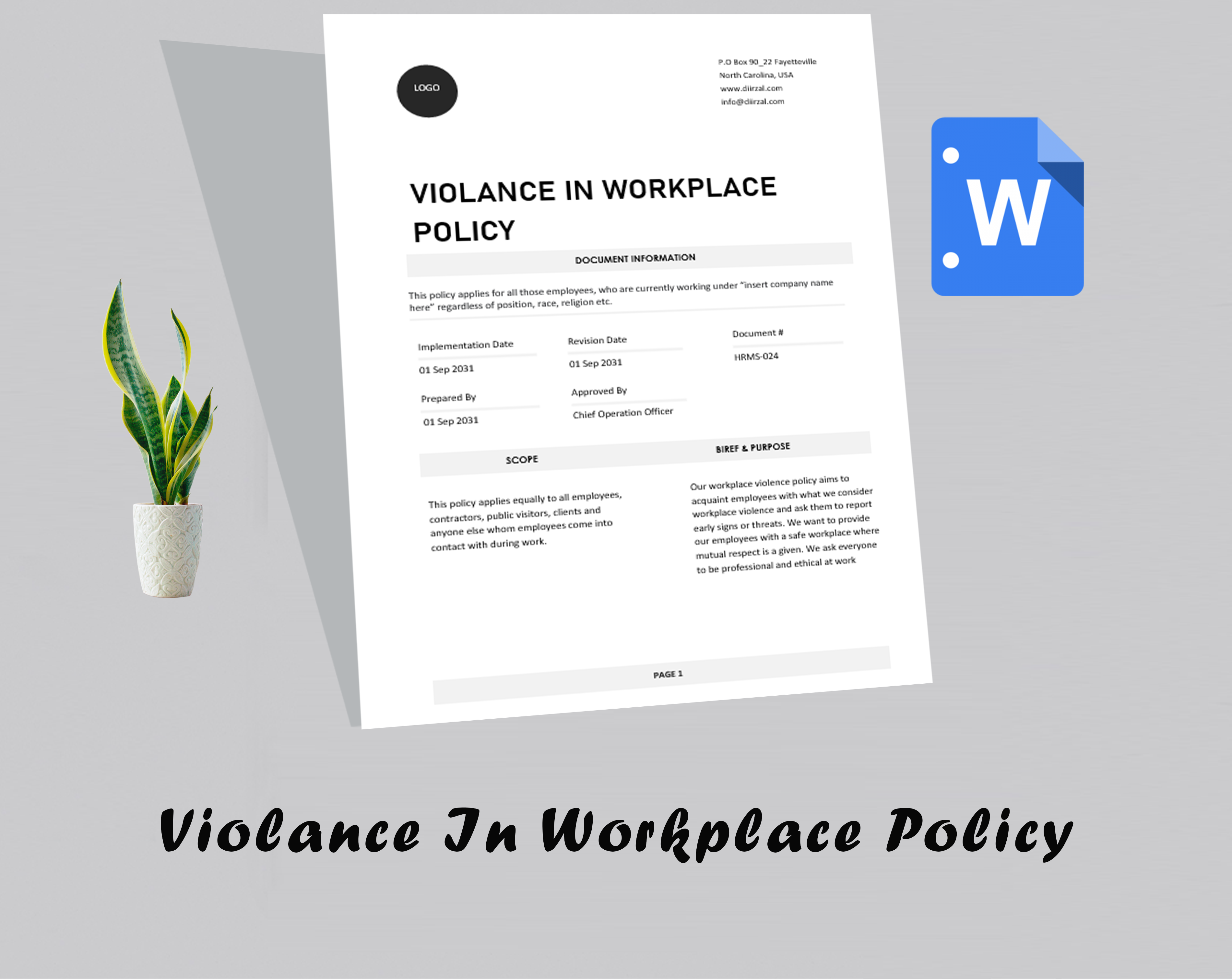 Violance In Workplace Policy Template