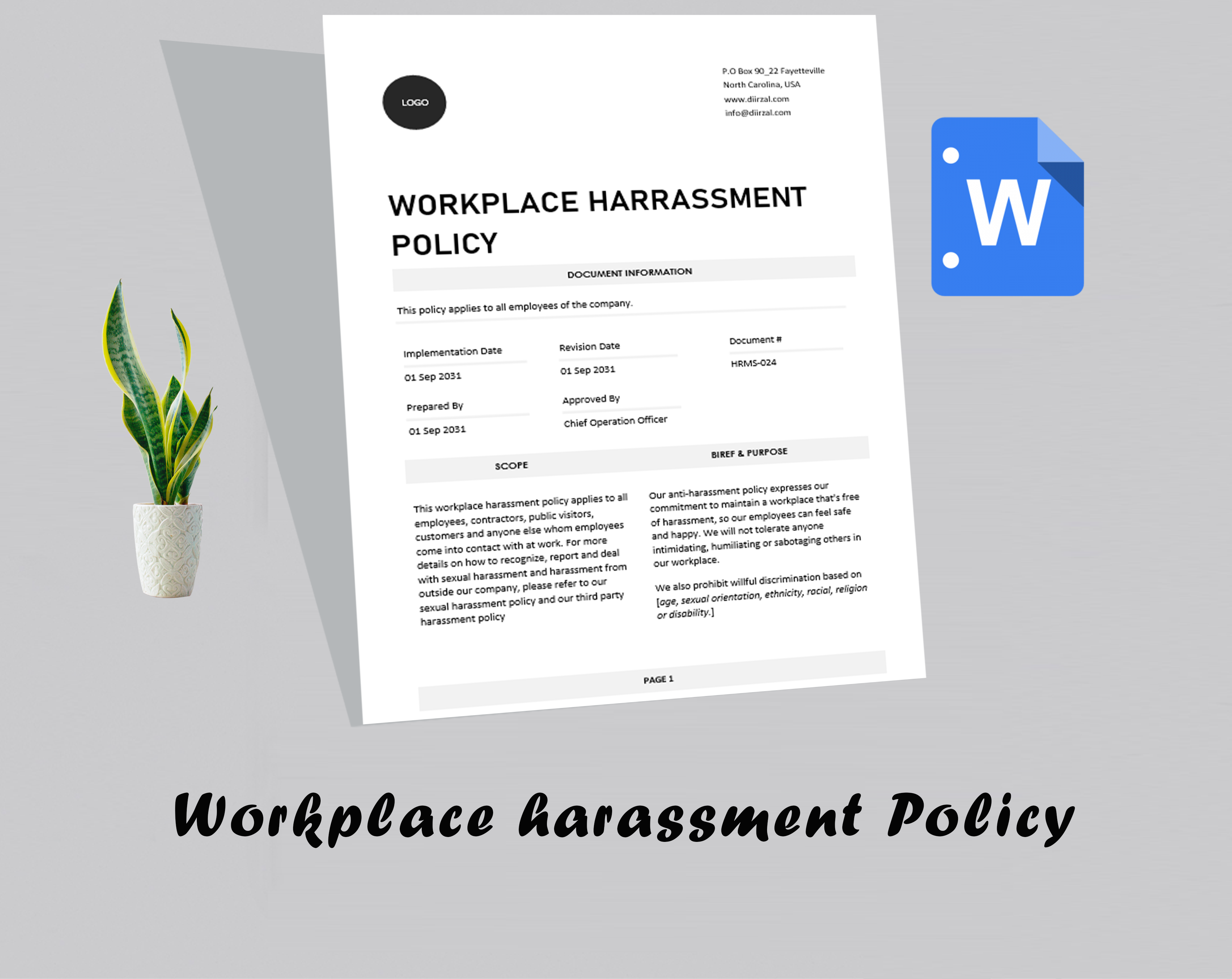 Workplace harassment Policy Template