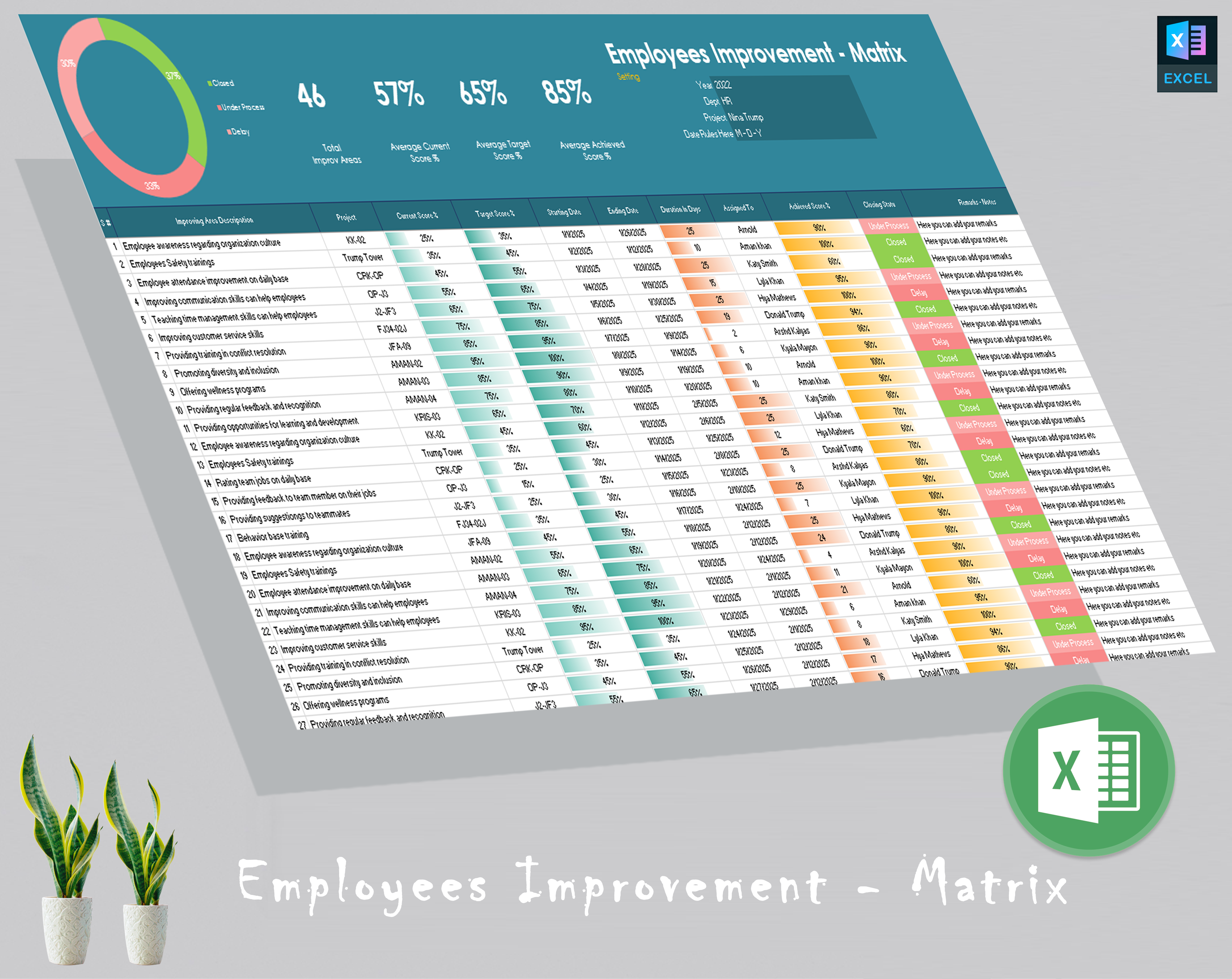 Employees Improvement Matrix Template