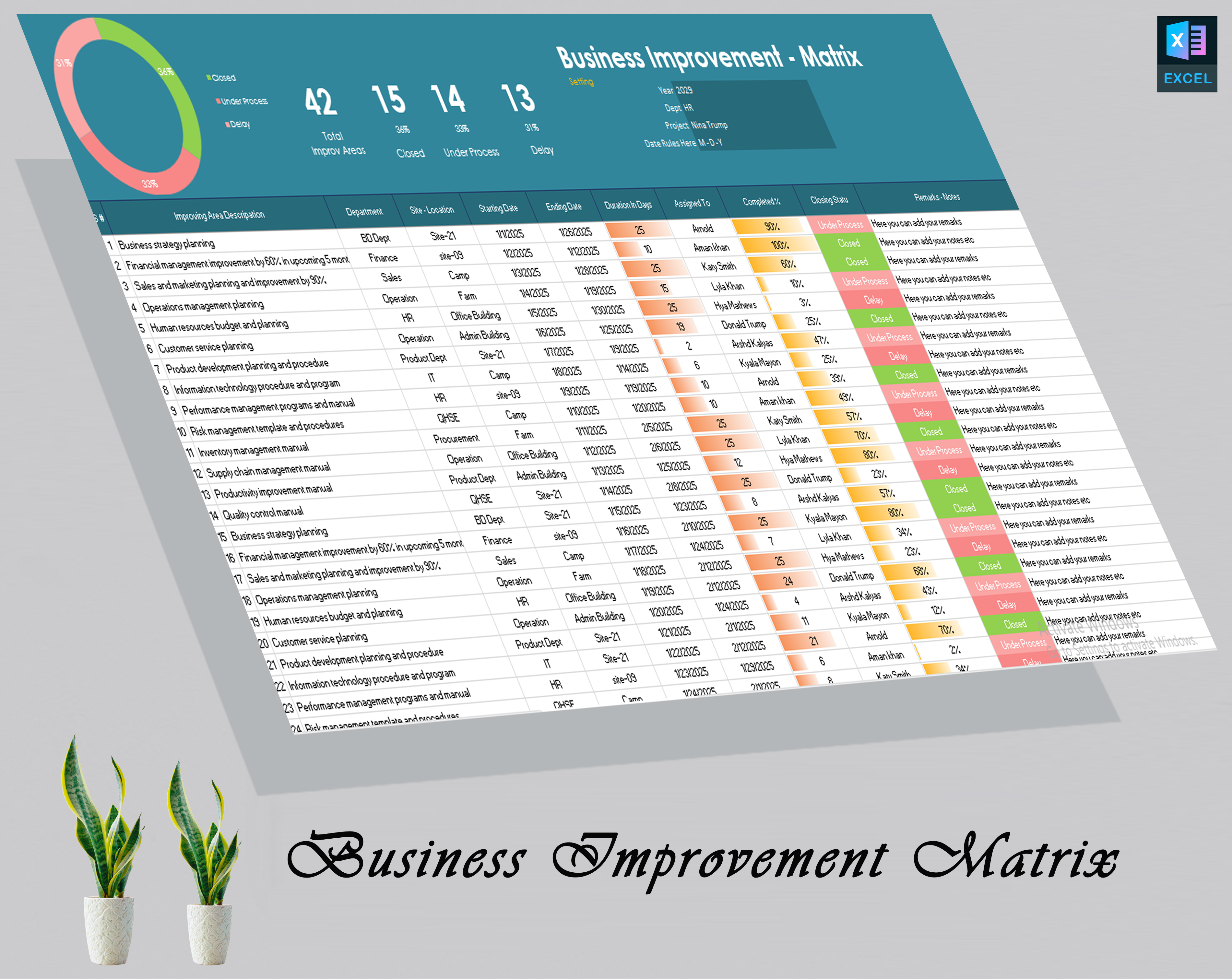 Business Improvement Matrix Template