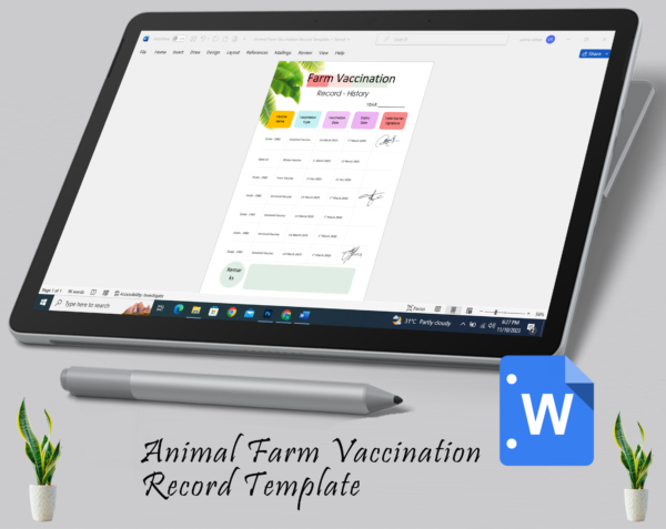 Animal Farm Vaccination Record Template - Image 3