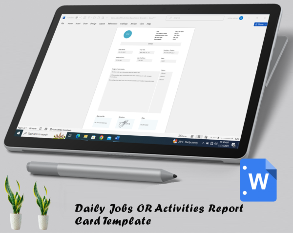 Daily Jobs Report Card Template - Daily tasks report card - daily tasks card - Image 3