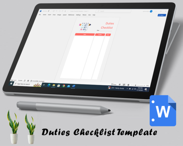 Duties Checklist Template - Image 3