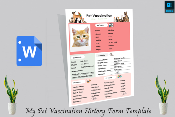 My Pet Vaccination History Form Template - Image 3