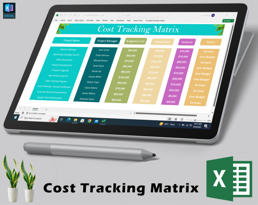 Excel Business Expense Tax Tracker Template XLSX | Track Spending