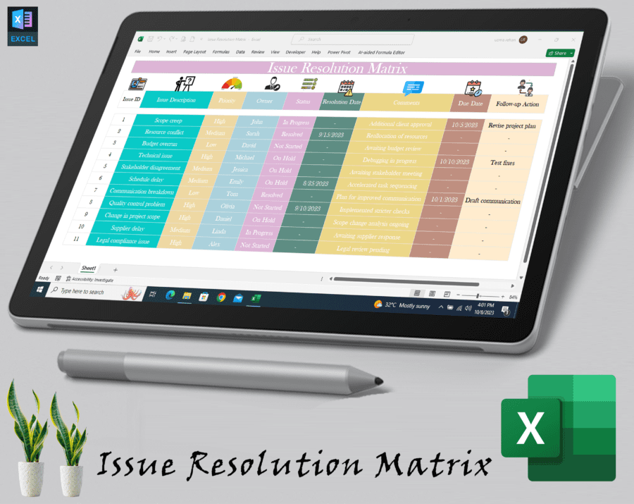 Problem Solving Matrix – Efficient Issue Resolution Tool & Template