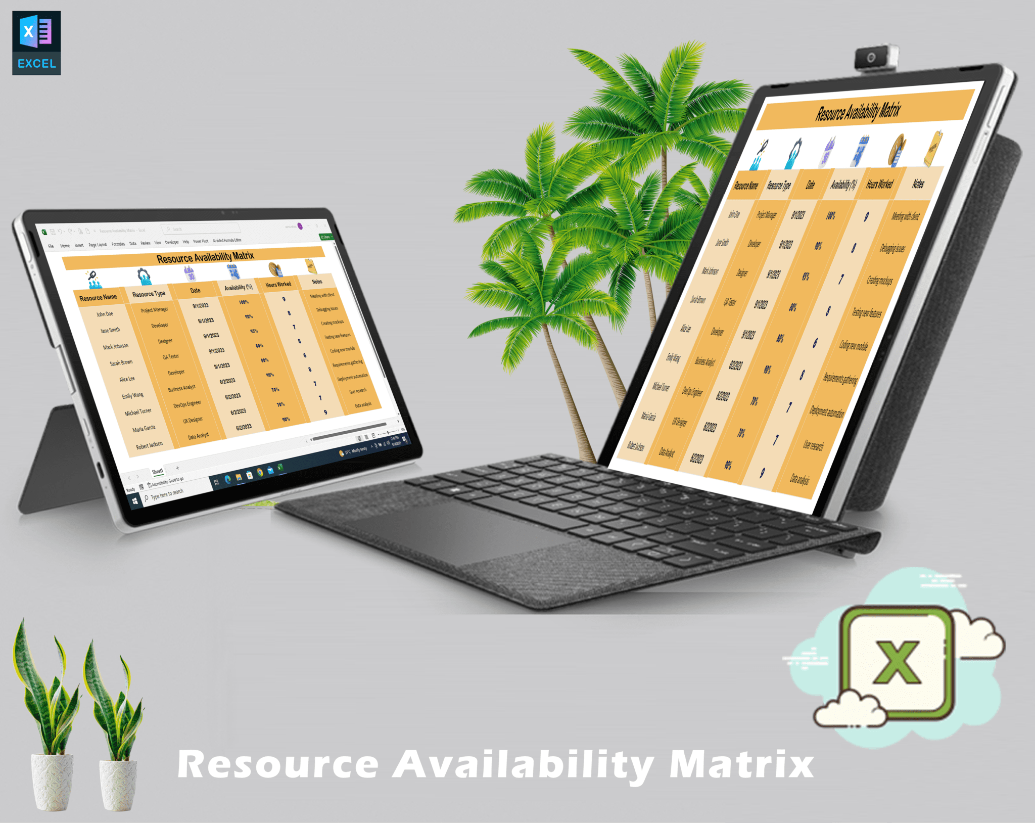 Resource availability matrix template easy resource planning