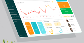 Angled view of a recruitment dashboard template in Excel showcasing hiring metrics, diversity ratios, monthly trends, and recruitment team performance.