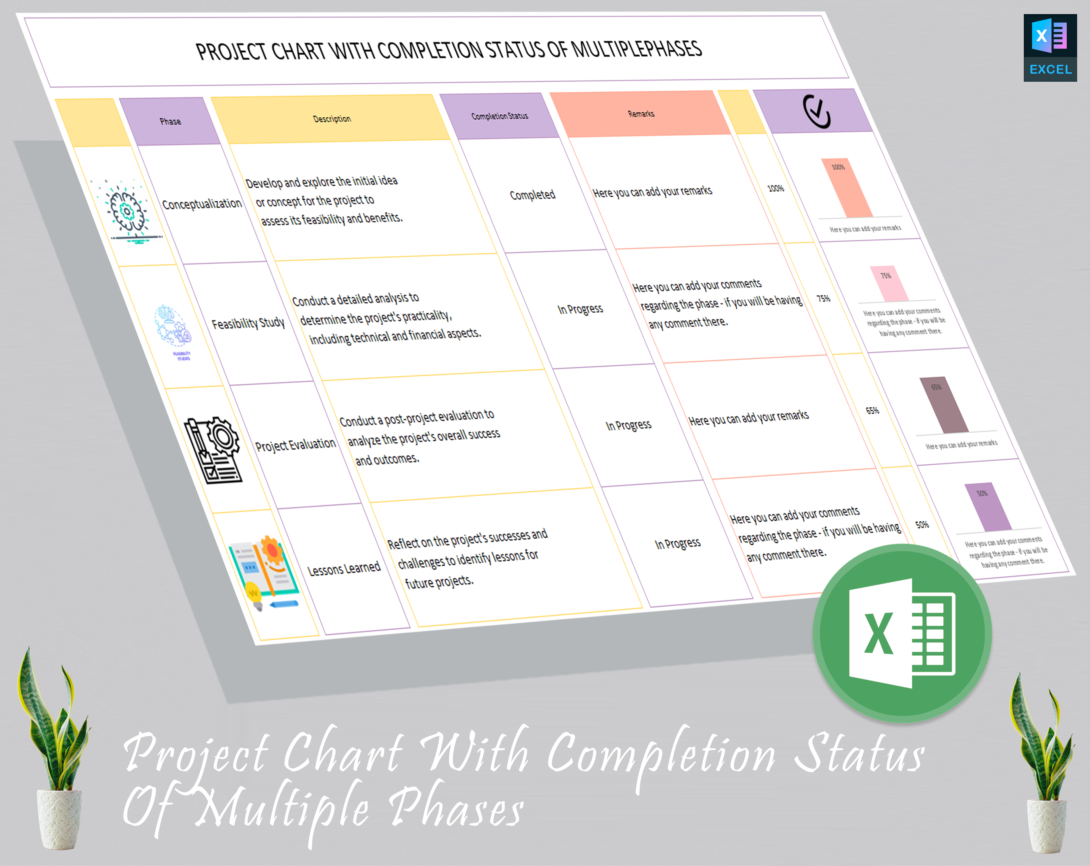 Project Chart With completion status of multiple phases