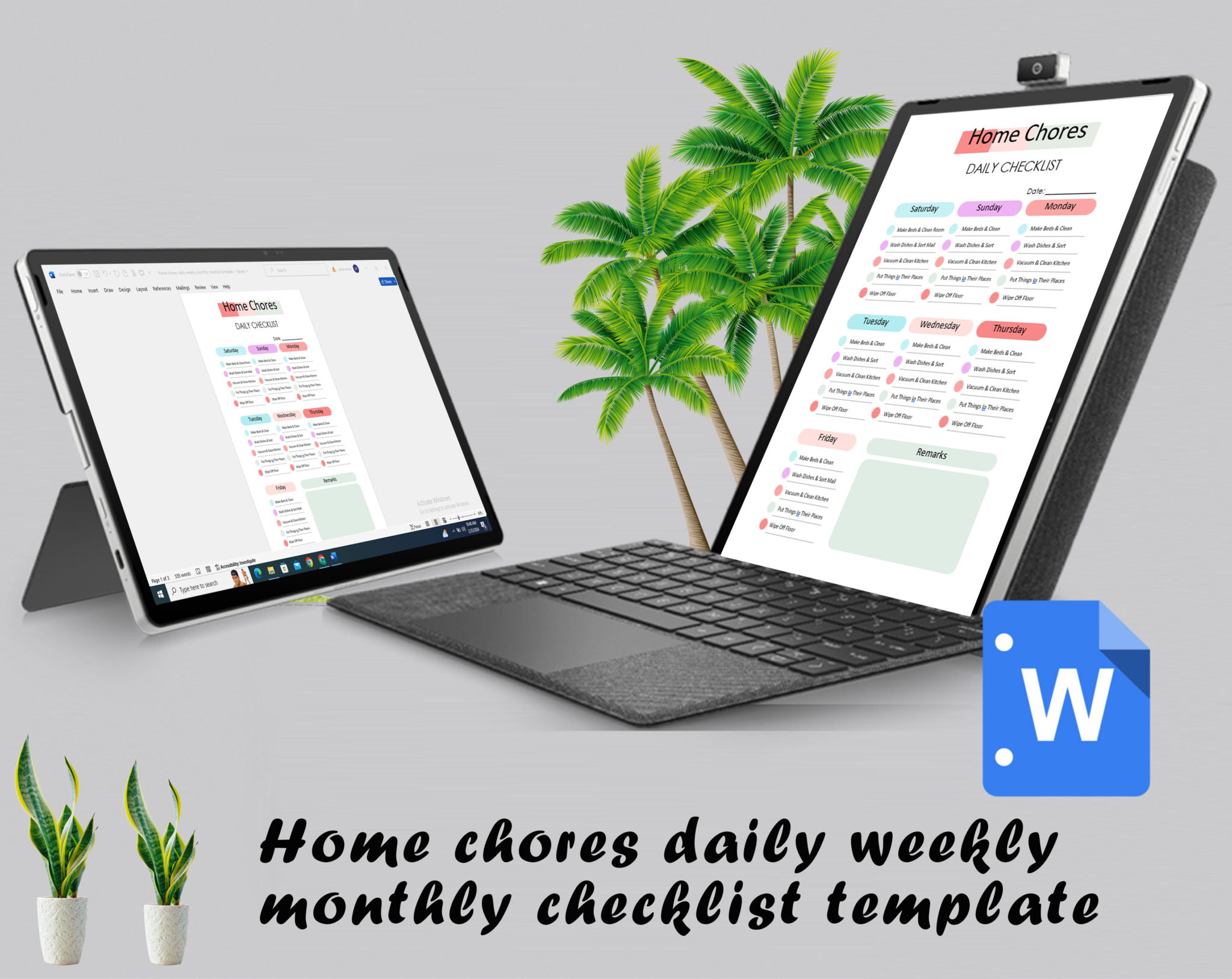 Home Chores Daily, Weekly, Monthly Checklist - Printable Cleaning ...