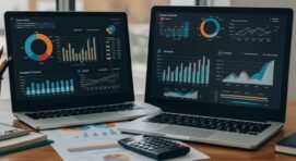 A Forecast vs Budget vs Actual Dashboard displaying financial charts and graphs, comparing planned budgets, real expenses, and future forecasts for better decision-making.