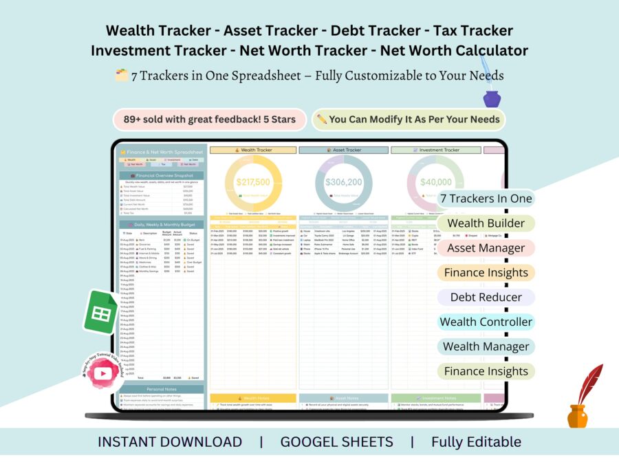 Wealth Tracker - Wealth Tracker - Asset Tracker - Debt Tracker - Tax Tracker - Investment Tracker - Net Worth Tracker - Net Worth Calculator