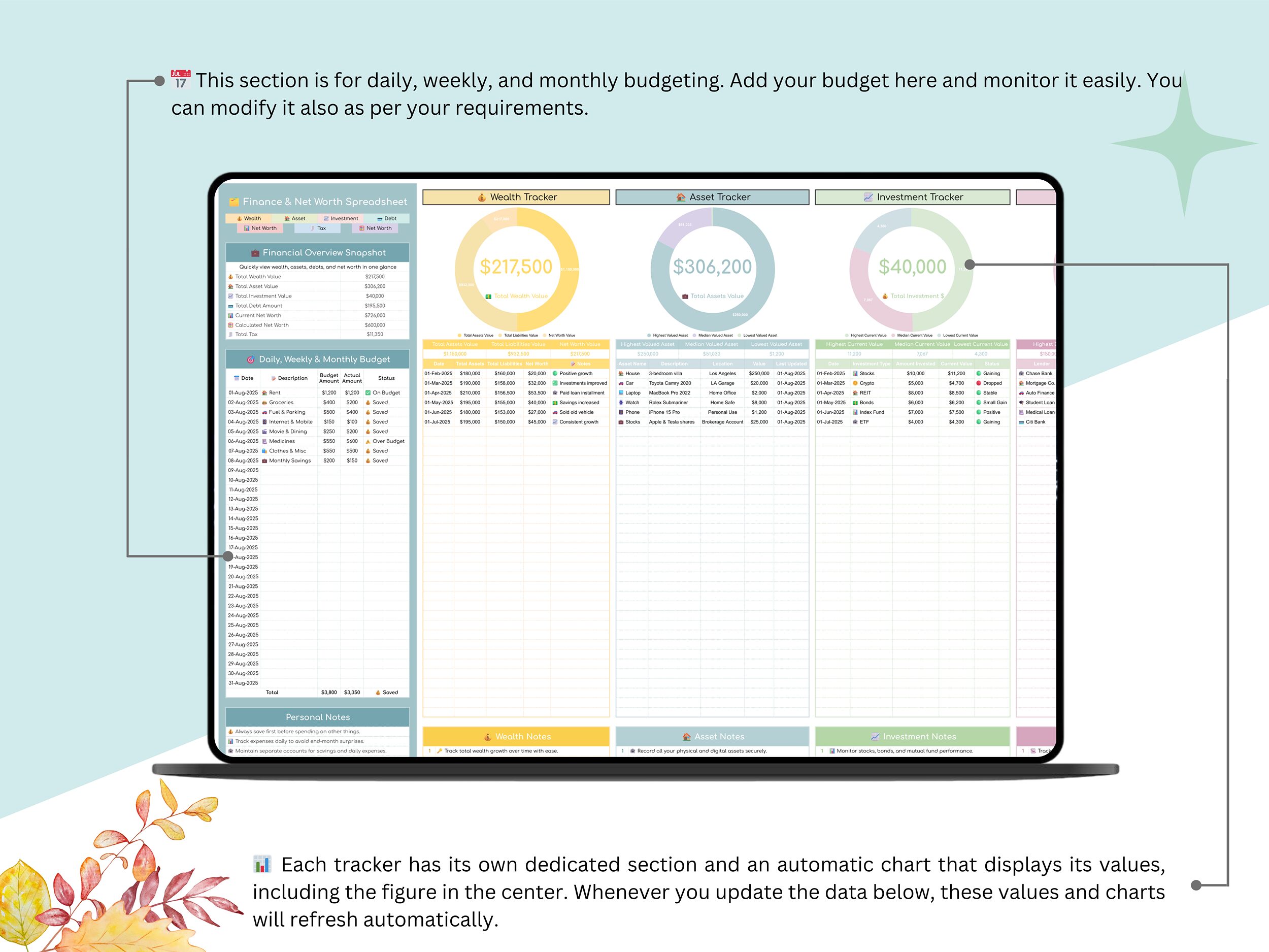 Wealth Tracker - Wealth Tracker - Asset Tracker - Debt Tracker - Tax Tracker - Investment Tracker - Net Worth Tracker - Net Worth Calculator - Image 4