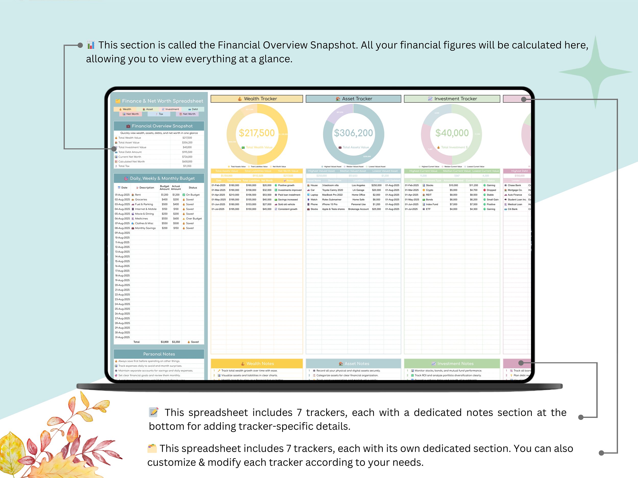 Wealth Tracker - Wealth Tracker - Asset Tracker - Debt Tracker - Tax Tracker - Investment Tracker - Net Worth Tracker - Net Worth Calculator - Image 5