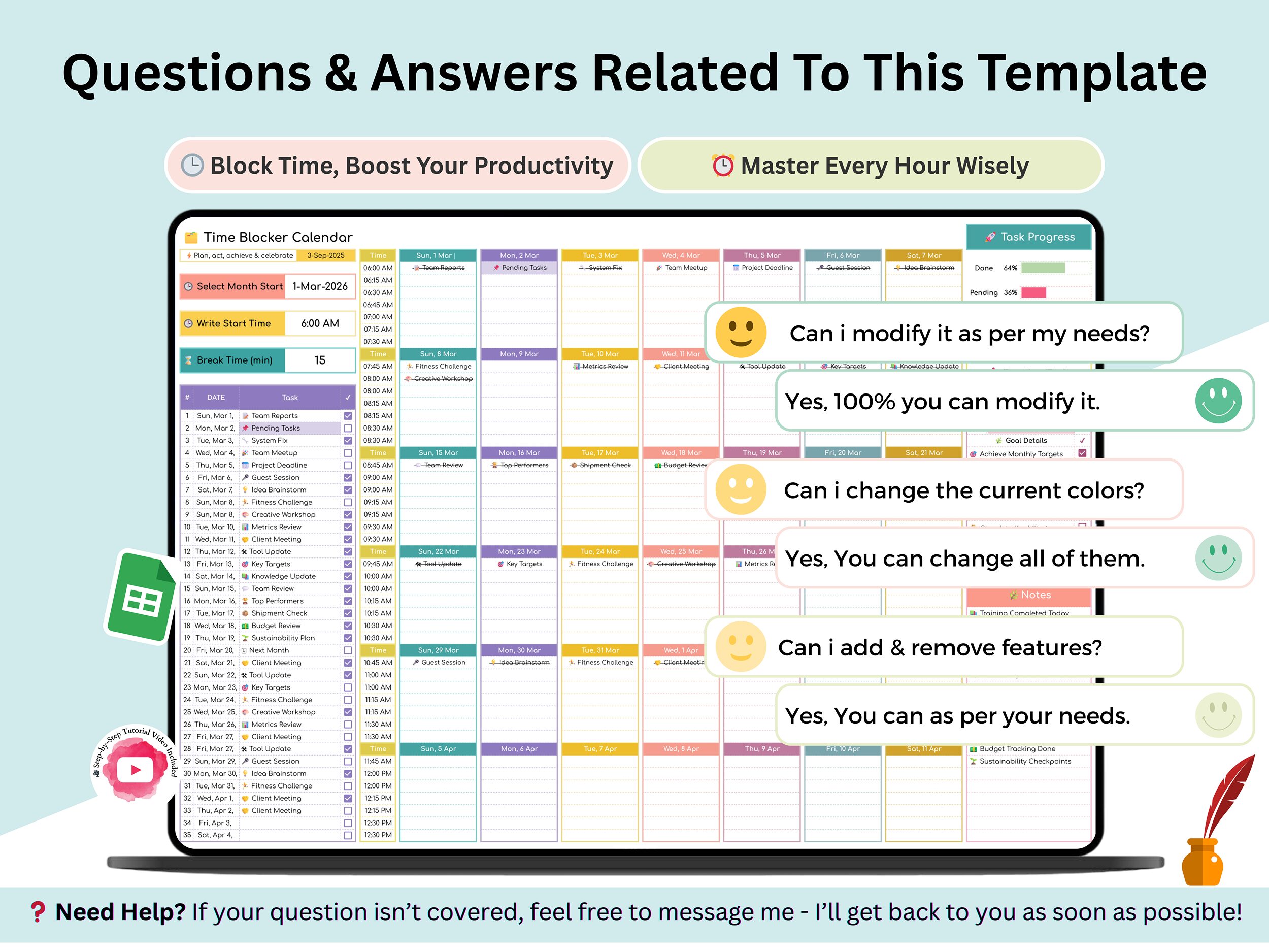 Time Blocking Calendar – time blocking planner – daily calendar time blocking template – time block planner – time block calendar – Planner