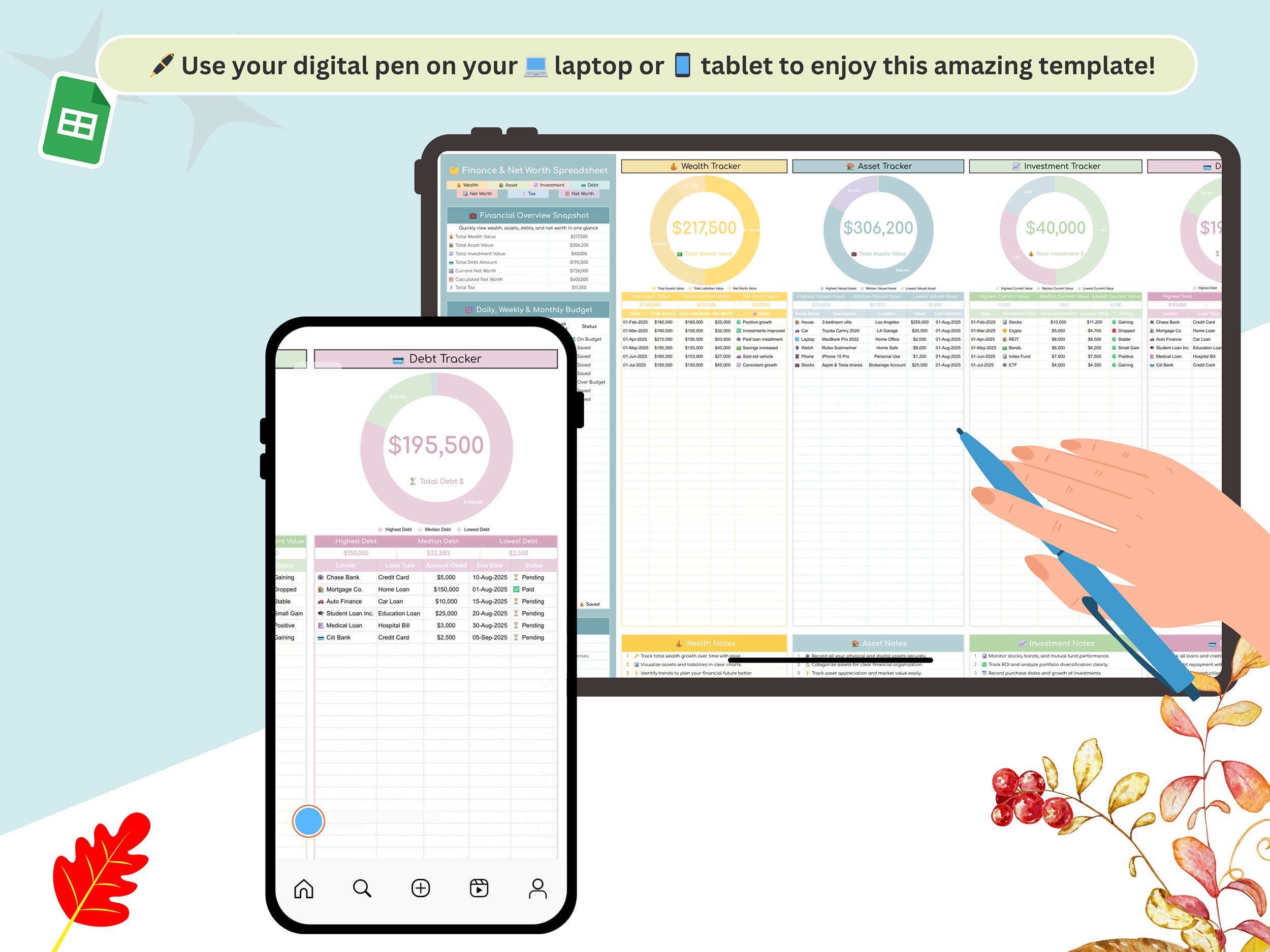 Wealth Tracker - Wealth Tracker - Asset Tracker - Debt Tracker - Tax Tracker - Investment Tracker - Net Worth Tracker - Net Worth Calculator - Image 7