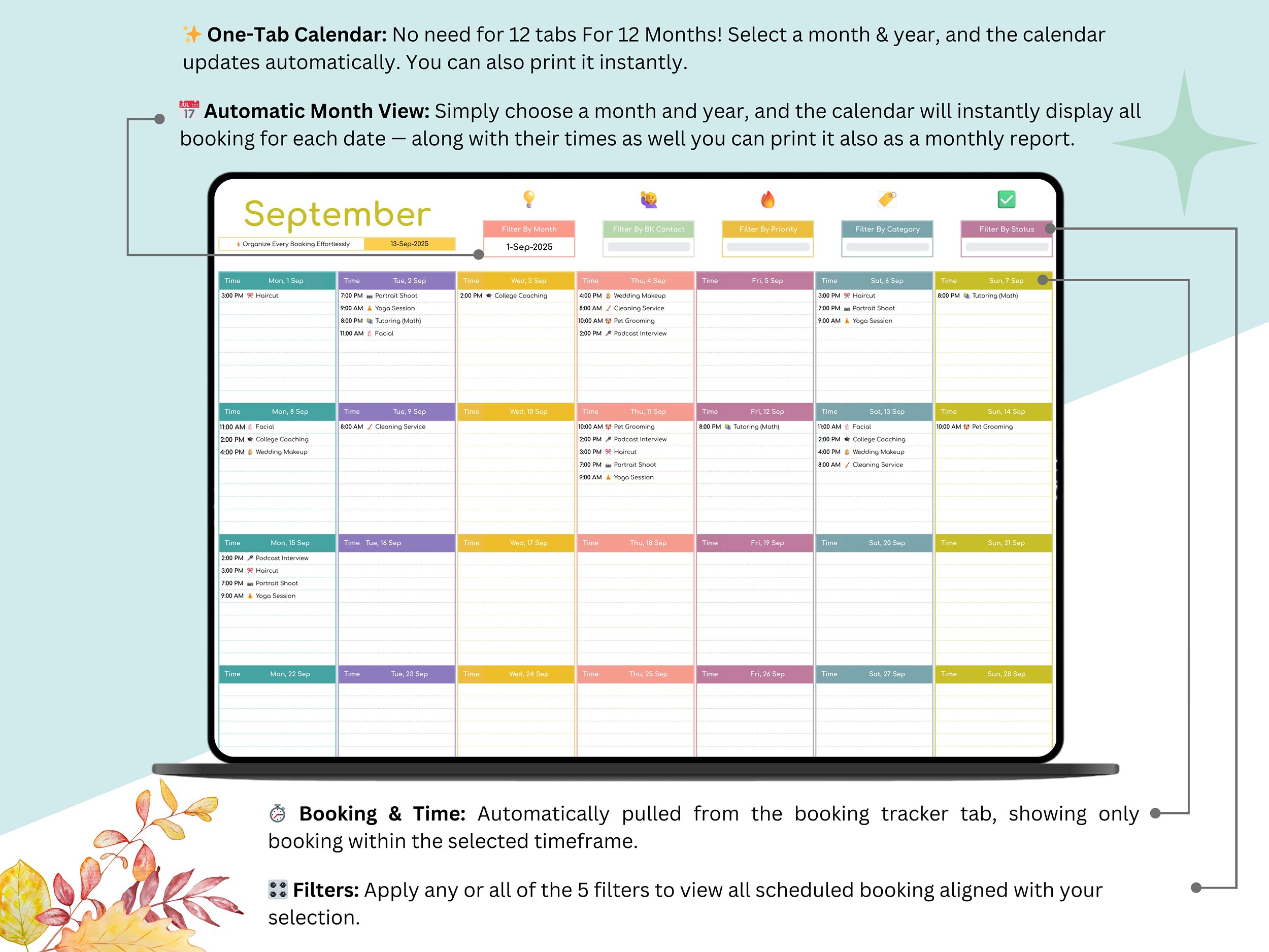 Booking Tracker - booking calendar - appointment tracker- scheduling template - booking templates - booking log - appointment schedule - Image 5