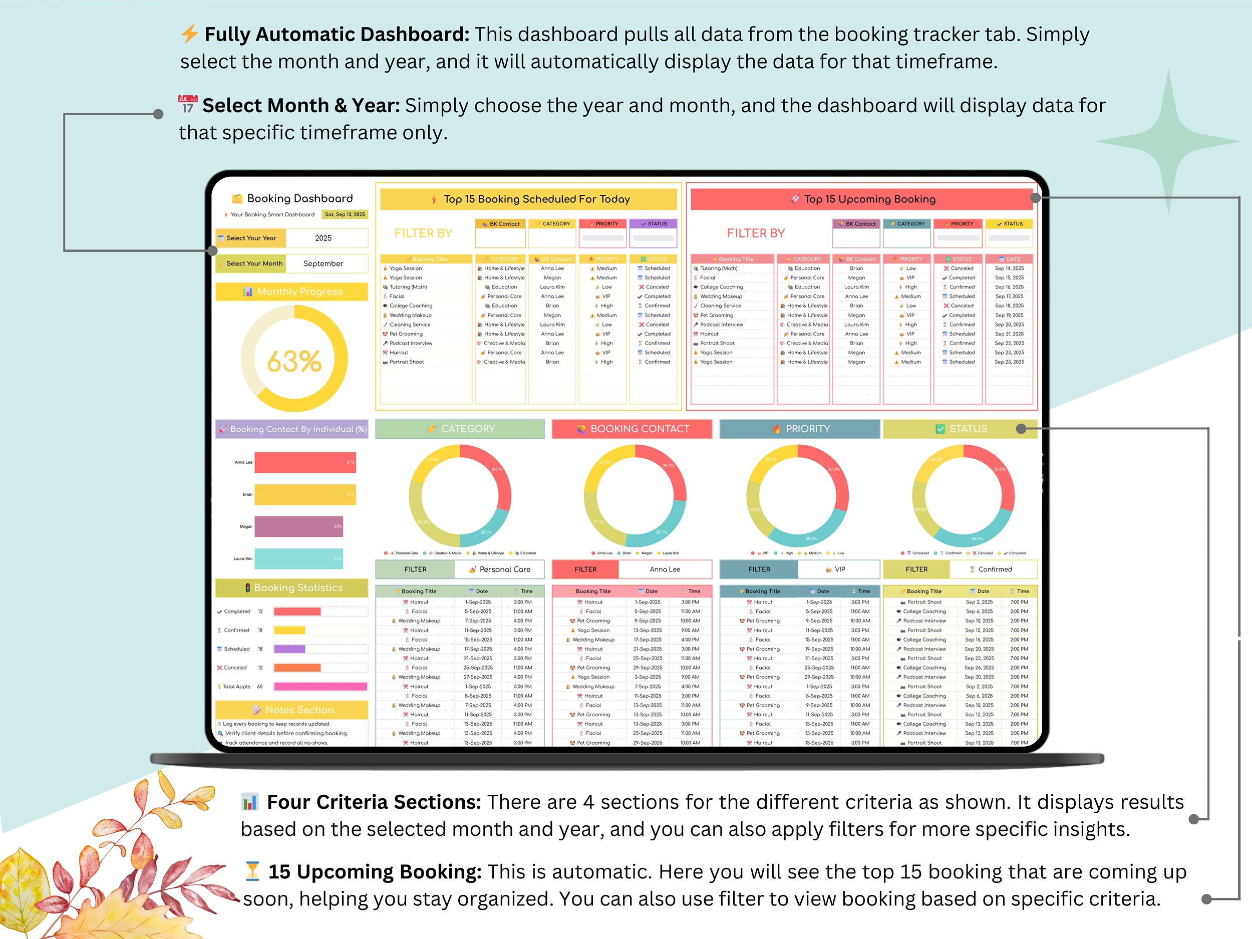 Booking Tracker - booking calendar - appointment tracker- scheduling template - booking templates - booking log - appointment schedule - Image 4