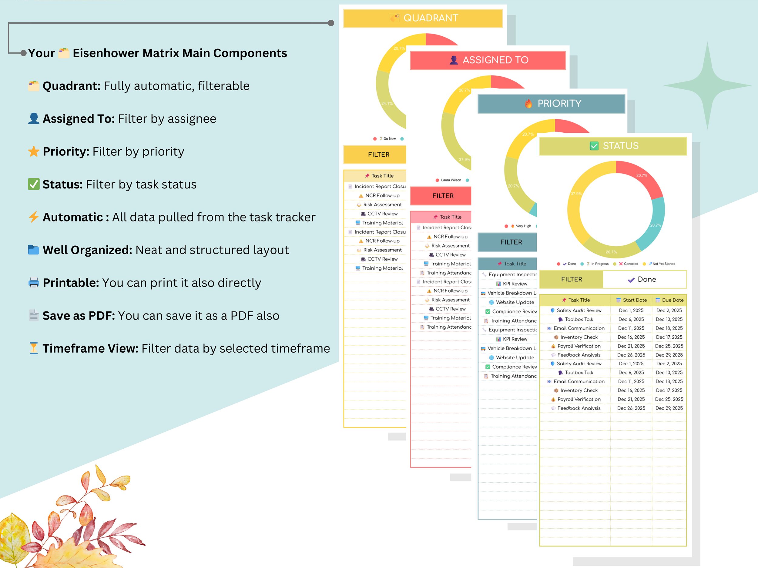 Eisenhower Matrix - eisenhower - priority matrix - decision matrix - to do spreadsheet - task prioritization - task management - planner - Image 7