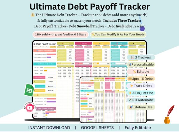 debt payoff tracker google sheets - debt payoff tracker - debt payoff spreadsheet - debt tracker google sheets - debt payment tracker - debt